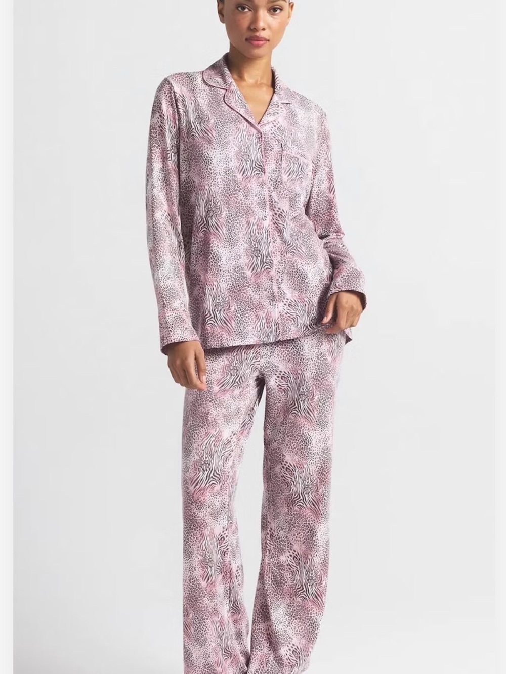 Skims Women's Pink Printed Long-Sleeve Pajama Set NWT